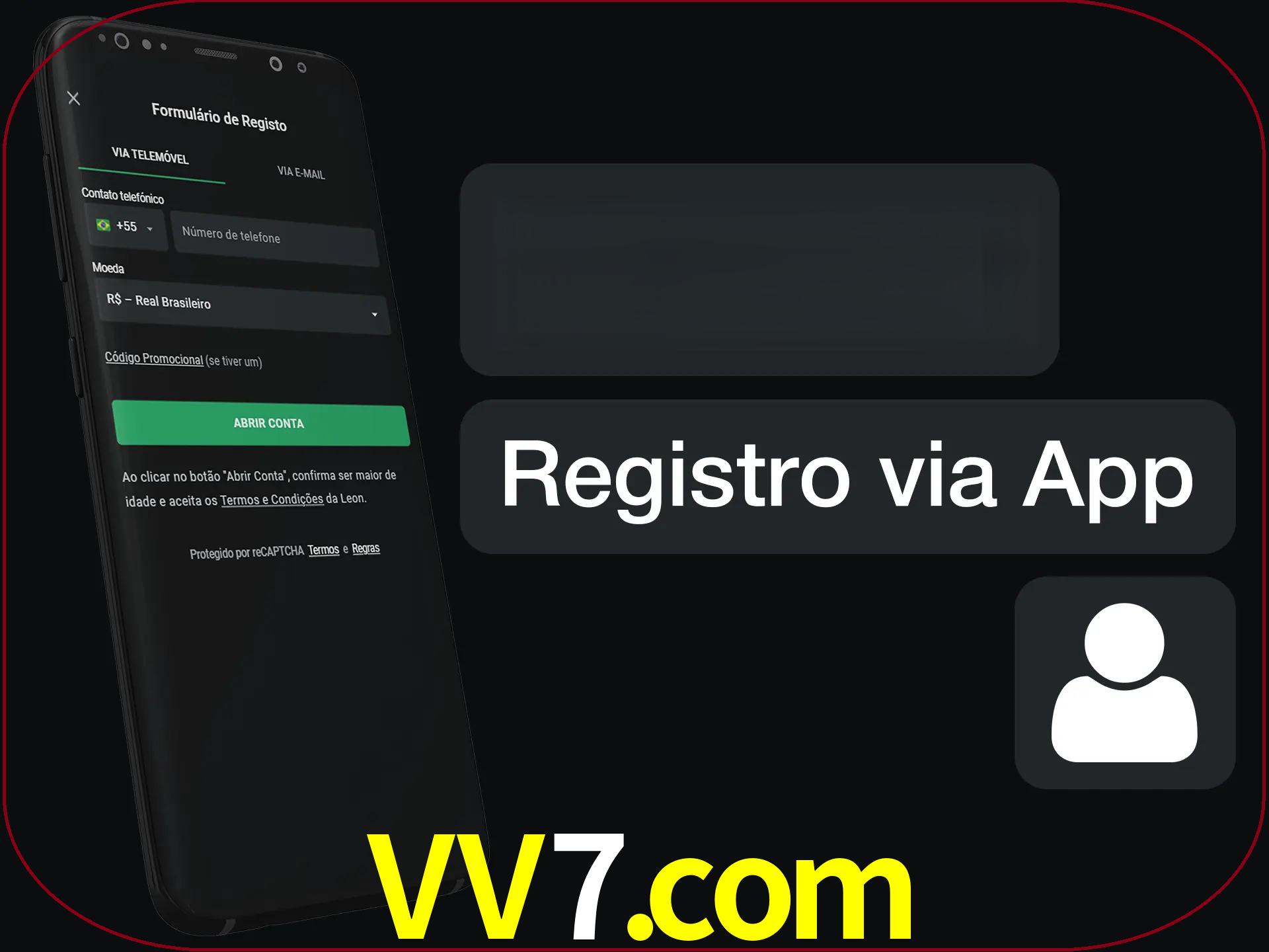 Registre-se com duas etapas usando o aplicativo.