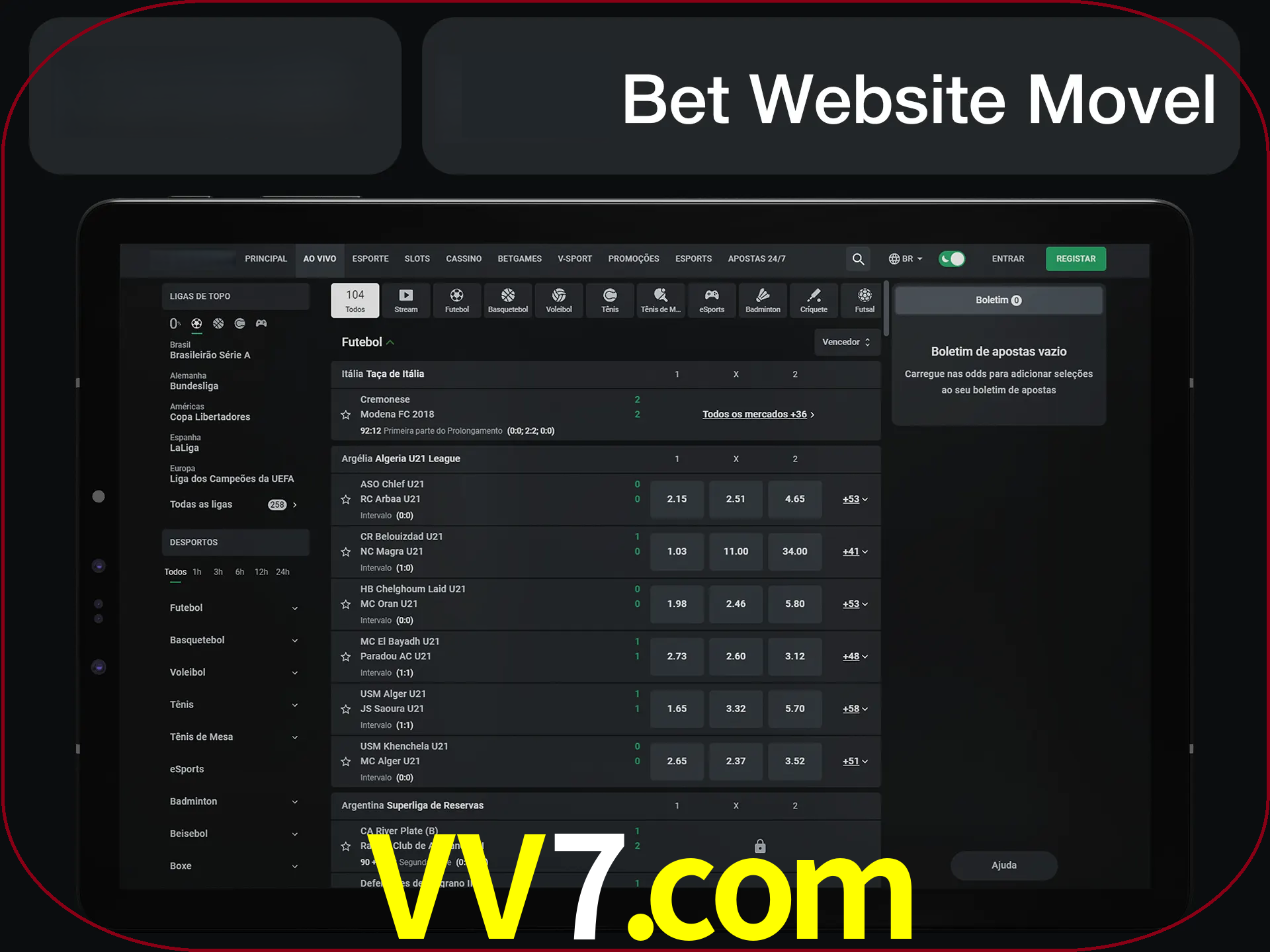 Use nosso website em qualquer dispositivo.